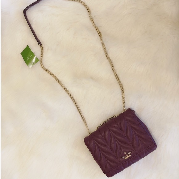 Kate Spade ♠️ NWT Quilted Maroon Crossbody Bag - Picture 3 of 8